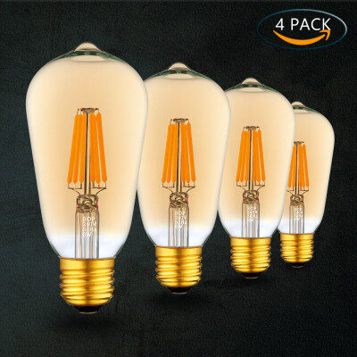 

Edison Light Dimmable LED Filament Light 5W E27 Warm WhiteAmber Gold Glass Vintage Bulb 4-Pack