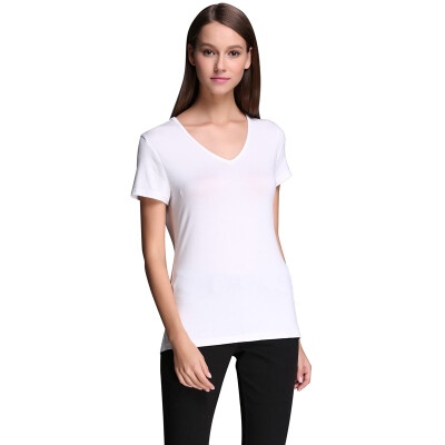 

POPBASIC Womens Basic Relax Fit V-Neck Short Sleeves Blank T-Shirts