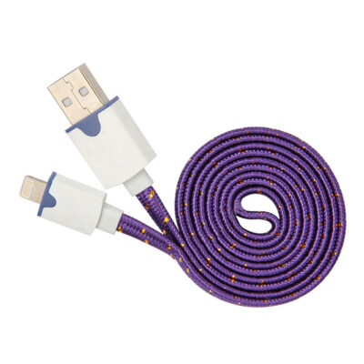 

New 1/2/3M 3/6/10Ft Flat Noodle Strong Fabric Braided Data Sync Charger Cable For iPhone 5 5S 6 6S Plus iPad Mini 4