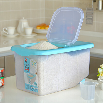 

Yi Si De Arsto rice barrels barrels 10 kg rice bin rice noodles flour box box with pulley HX014 blue