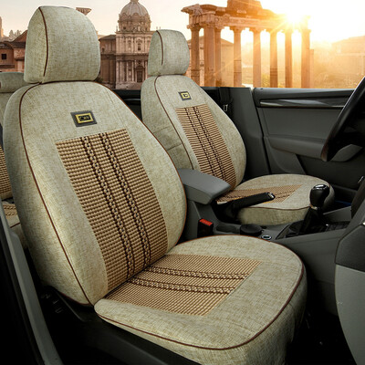 

Chi Qin car seat cover all-inclusive new Jetta Santana Fox Corolla Yinglang CRV Wei Lang Yi Golf 7 Jia travel fabric four seasons universal Roman ice silk - rice coffee