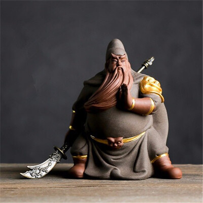 

Chinese style purple sand tea pet three kingdoms home decoration figurines creative handicraft tea accessories