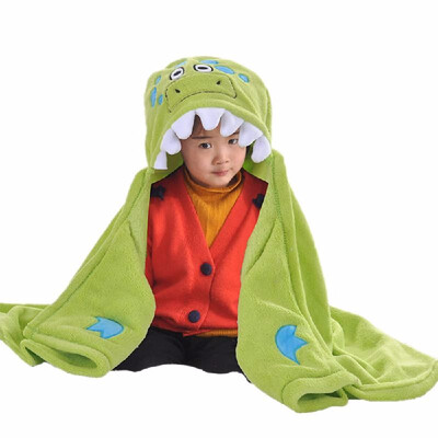 

Plush Hooded Blanket For Kids Super soft Flannel Bath Towel Cartoon Animal Cape Baby Shower Birthday Holiday Gifts 3040inch Green