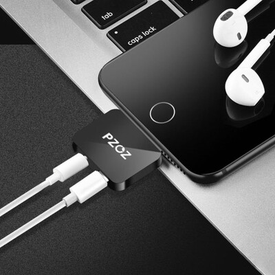 

Paizi Apple Headphones Adapter Applele Lightning35mm Listening Song Charging 2-in-1 Smart Audio Converter for iphonex87plus Black