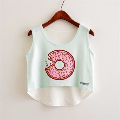

Women Crop Top Sleeveless Print Summer Casual Top Women Short t-shirt Vest Tank Tops