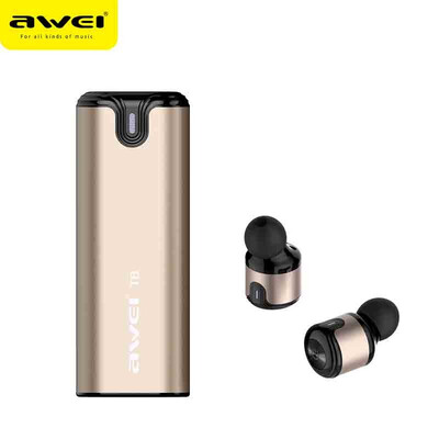

AWEI T8 TWS business Bluetooth earphones wireless 3D stereo headphones headset&power bank with microphone handsfree calls