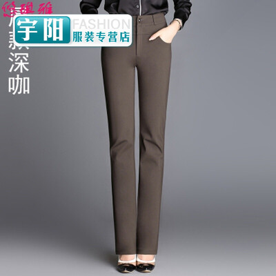 

2018 spring&autumn new waist elastic small straight pants pants middle-aged straight pants large size casual trousers spring