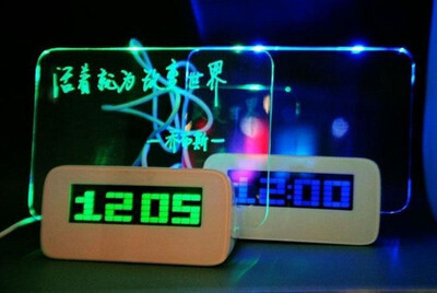 

LED Menu Board Clock Message Sign Display Dry Erase Fluorescent Neon Writing