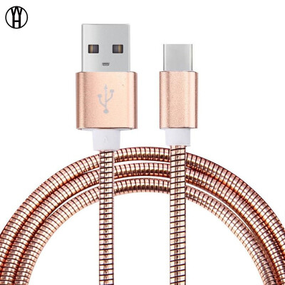 

WH Anti-winding spring metal hose mobile phone data cable USB charging cable