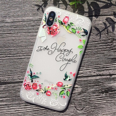 

3D Relief Flower Case For iPhone 6 8 7 Plus X Cases Soft Silicon Cover