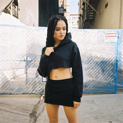 

Women Fashion Tracksuit Hoodie Sweatshirt Skirt Set Crop Tops Sports Pullover
