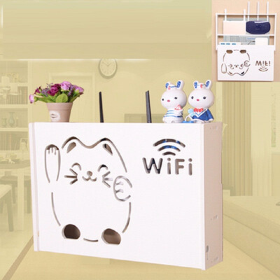 

Cntomlv Wireless Wifi Router Storage Box Wood-Plastic Shelf Wall Hangings Bracket Cable Storage Home Decor