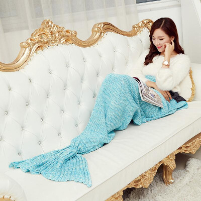

Handcrafted Knit Blanket Funny Unique Life-size Mermaid Tail Blanket for Women Girls Warm Winter Gift