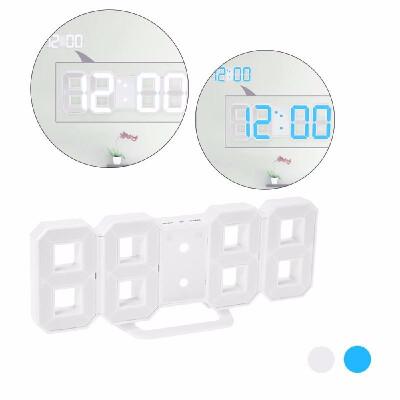 

8-Shape Large Digital LED Alarm Clock USB Operated BlueWhite Light 12H24H Display Adjustable LED Luminance Snooze Function Wall