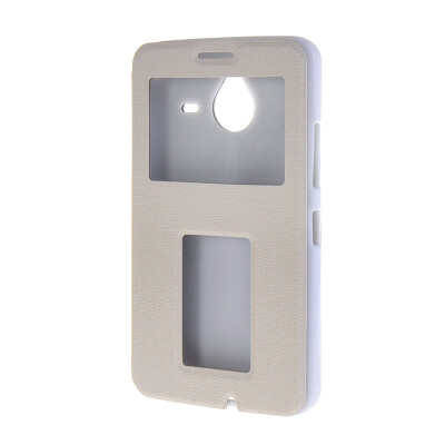

MOONCASE Сторона Флип жесткий борт тонкий кожаный кронштейн Окно чехол для Microsoft Lumia 640 XL Белый
