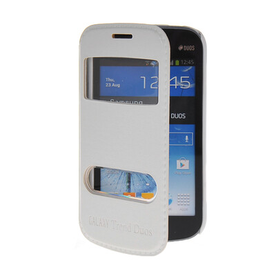 

MOONCASE View Window Leather Side Flip Pouch Stand Shell Back ЧЕХОЛ ДЛЯ Samsung Galaxy S Duos S7562 White