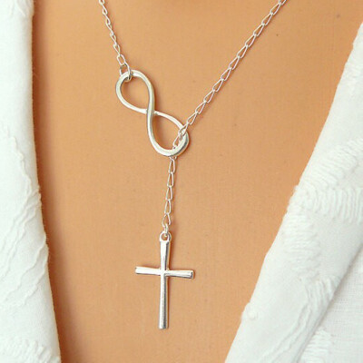 

Infinity Cross Pendant Necklace Women Girl Wedding Event Necklace Jewelry Gift