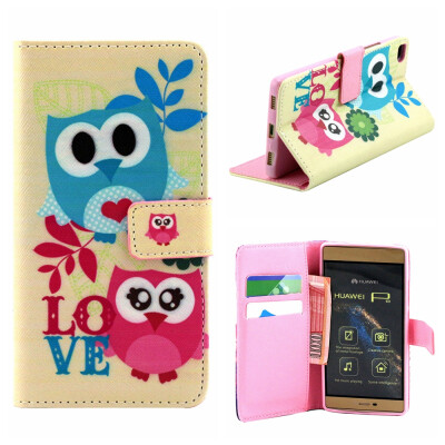 

MOONCASE Cute Pattern Leather Wallet Flip Card Holder With Kickstand Pouch For Huawei Ascend P8