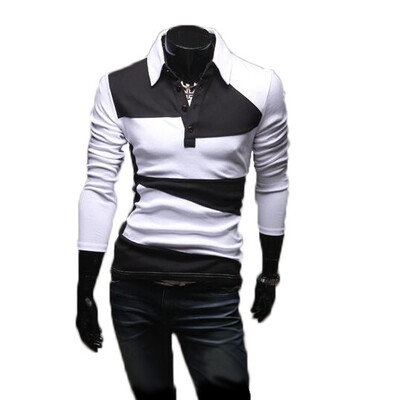 

Zogaa Mens Polo Shirt Contrast Color Fashion Slim Korean