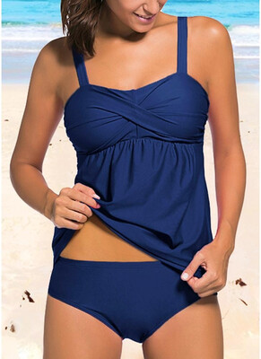 

2018 Women Push Up Tankini Set Padding Wireless Low Waist Beach Bathing Swimwear