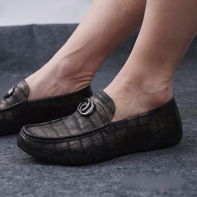 

Men Casual Shoes 2018 Spring Soft Comfortable Slip on Shoes Men Loafers Fashion Luxury Brand Genuine Leather Men Driving Shoes
