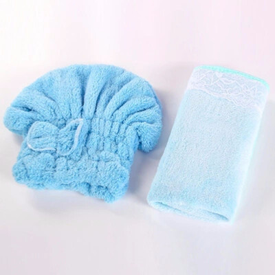 

Cntomlv hot sale Bowknot Women Bathroom Absorbent Quick-drying Polyester Cotton Bath Towel Hair Dry Cap Head Wrap Hat Salon Towel