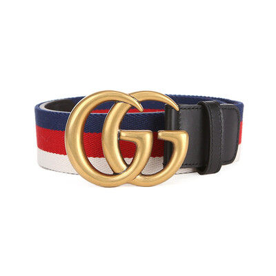 

GUCCI Gucci GUCCI belt black canvas stripe stitching double G ladies belt 409416 HE2MT 9192 90