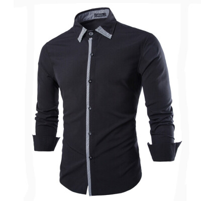 

Zogaa fashion Grid Contrast Color Pure Cotton Casual Slim Long Sleeve Men's Shirt