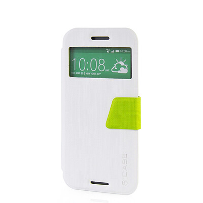 

MOONCASE View Window Leather Side Flip Pouch Ultra Slim Shell Back ЧЕХОЛ ДЛЯ HTC One M8 White