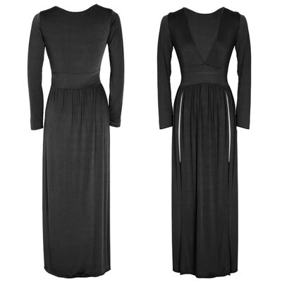 

Fashion Women Sexy High Open Fork Long Sleeve Full Long Party Dress