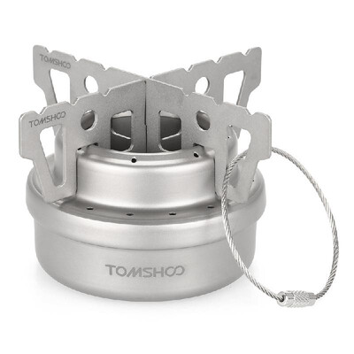 

TOMSHOO Outdoor Titanium Alcohol Stove & Rack Combo Set Mini Ultralight Portable Liquid Alcohol Stove with Cross Stand Stove Rack