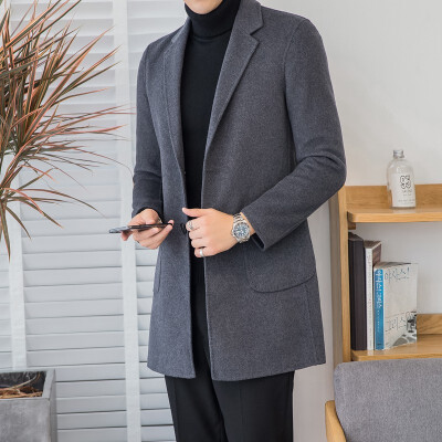 

Autumn&winter mens long section handmade double-faced wool coat