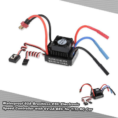 

RC Car ESC Waterproof 60A Brushless ESC Electronic Speed Controller with 6V2A BEC for 110 RC Car 60A Brushless Esc Z7C7Z9B4