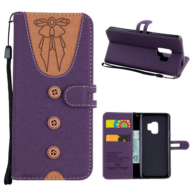 

MOONCASE Samsung Galaxy S9 stitching embossed womens leather case - purple