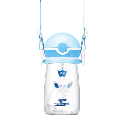 

Childrens water cup shatter-resistant kindergarten baby leak-proof anti-sucking straw cup with gravity ball learning cup baby 6-12 months 360ml blue