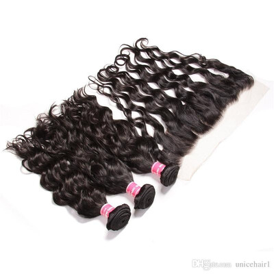 

UNice Hair Brazilian Virgin Natural Wave Bundles With Frontal Closure Hair Weaves With Lace Frontals Weaving Closure Remy Hair