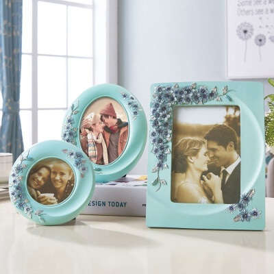 

Hoshine Blue Flower Resin Desktop 5" 7" Picture Photo Frame 3 Styles