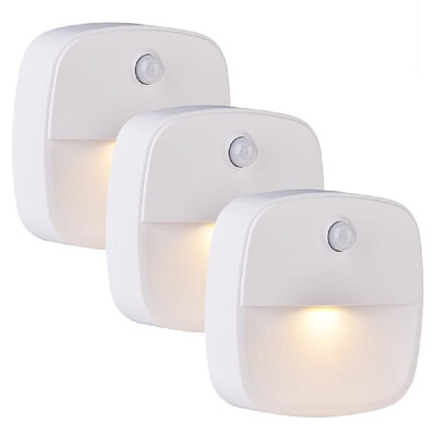 

2-Pack Warm White LED Motion Sensor Stick-On Night Light Cordless Battery-Powered Auto Night Lamp for Bedroom Bathroom Kitchen Hal