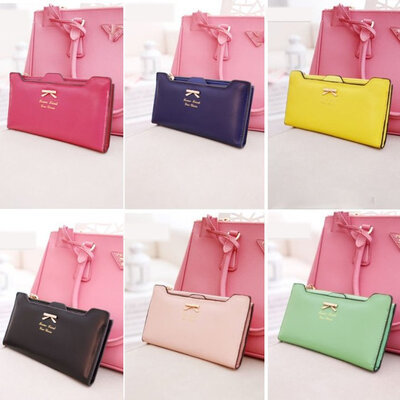 

Korean Version of sweet and cute bow Multi- Card Handbag Ms. Long Wallet