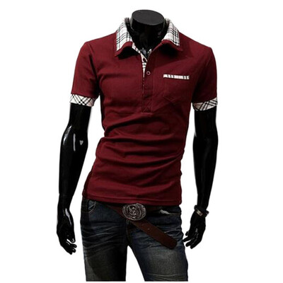 

Zogaa Men's Polo Shirt Grid Slim Fashion