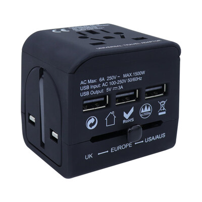 

Norlansondi NOLANSEND conversion plug abroad travel socket converter 3USB British standard American standard European standard Japan South Korea Thailand China Hong Kong power charger NL016 black
