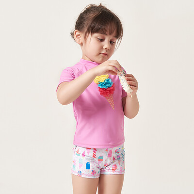 

Yizi childrens swimwear girls baby split swimsuit girls baby boxer swimsuit cute cartoon childrens hot spring swimsuit EZI18Y009 pink 100cm