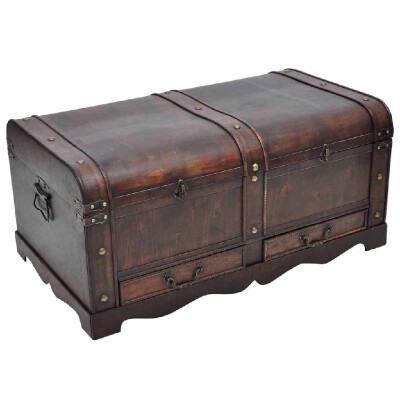 

Vintage Large Wooden Treasure Chest Brown