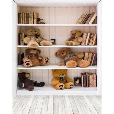 

Bookcase Lazy Bear Photo Backdrop 57FT Vinyl Fabric Cloth Digital Printing Photo Background s-2260