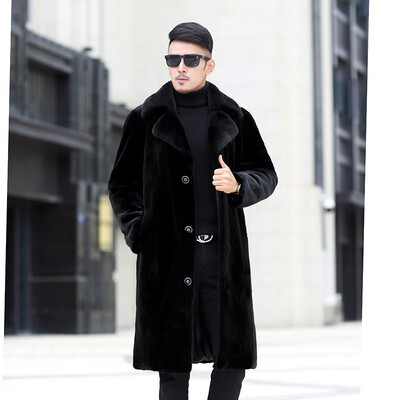 

2018 Satin mink coat male mink long large size male mink fur fur coat leisure suit collar