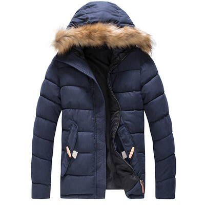 

Necini™ Man' Winter paragraph Korean Slim thick fur collar jacket hooded cardigan coat warm coat