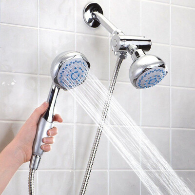 

High Quality Bathroom Wall-mounted Dual Head 2 in 1 Bath Shower Spray Set with Handheld Shower Head & Fixed Showerhead Awesome Han