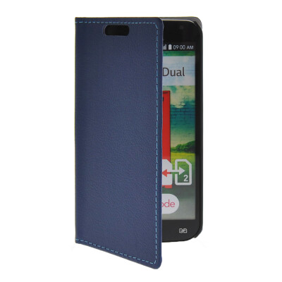 

MOONCASE Slim Leather Side Flip Wallet Card Holder Pouch with Kickstand Shell Back Case Cover for LG L90 Blue