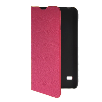 

MOONCASE Slim Leather Side Flip Wallet Card Slot Pouch with Kickstand Shell Back Case Cover for Huawei Ascend Y550 Hot pink