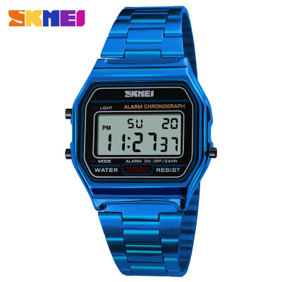 

SKMEI Mens Fashionable Casual LED Watch Man Digital Wrist Watch Stainless Steel 30 m Waterproof Men Watch masculino Relojes 1123